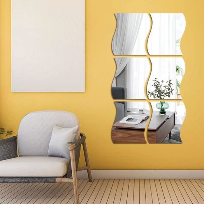 Manco Luella Lot De 6 Miroirs Muraux Ondulés 3D Décoration Murale En Acrylique Pour La