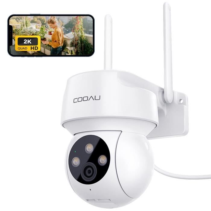 COOAU 2K 3MP Caméra Surveillance Wifi Extérieure/Intérieure Camera 360 Degrés Vision Nocturne Couleur Audio Bidirectionnel