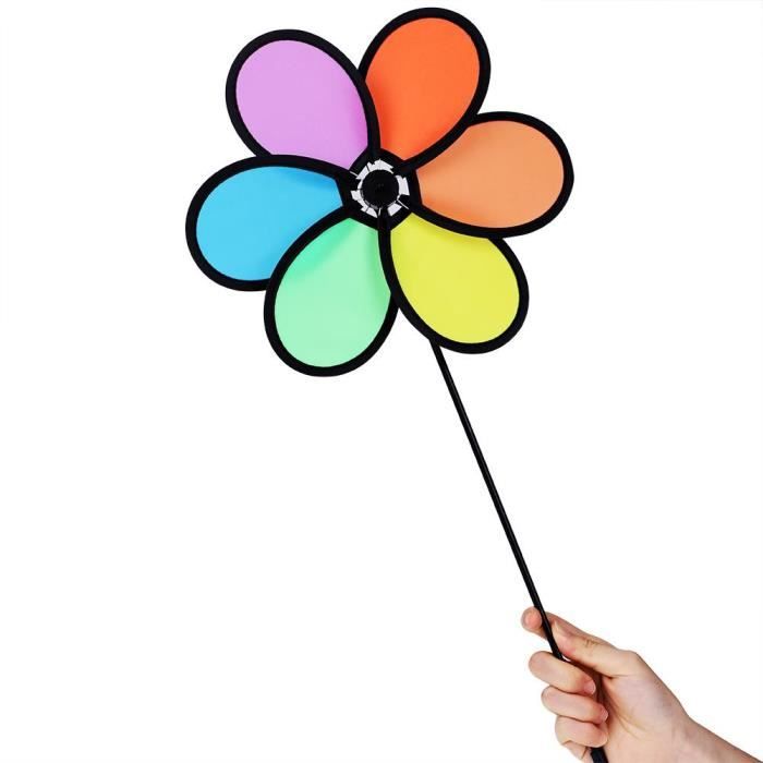 6 Moulins à Vent Colorés Pour Jardin – En Plastique Durable – Environ 48x28 Cm – Décoration Pelouse, Fête, Extérieur