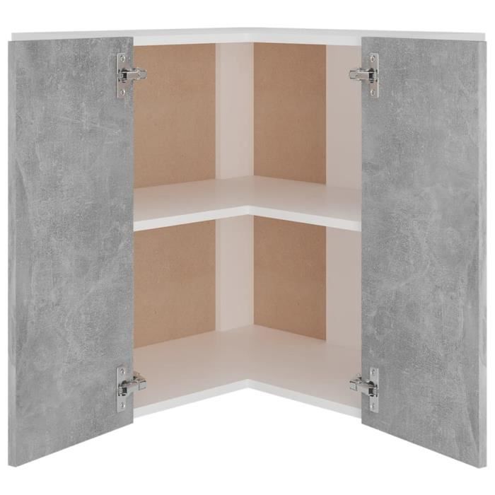 Armoire dangle suspendue Gris béton 57x57x60 cm - DILWE - Contemporain - Design - Armoire de cuisine