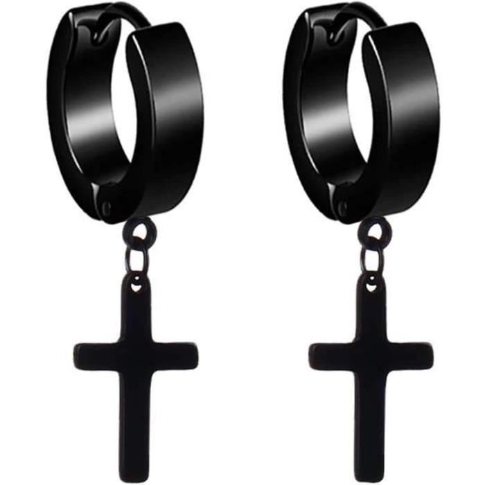 Boucles d'oreilles acier vis clou punk homme BOSE1 argenté 6mm - BIJOUX