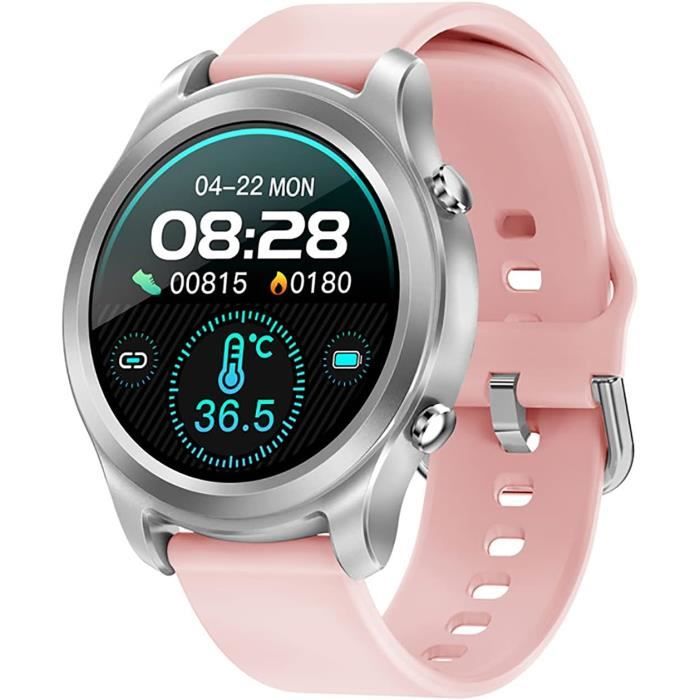 Montre Connectée Atlanta Avec Cardio, Tension, ECG, Sommeil, Podomètre, écran Couleur, Bracelets Métal + Silicone Inclus
