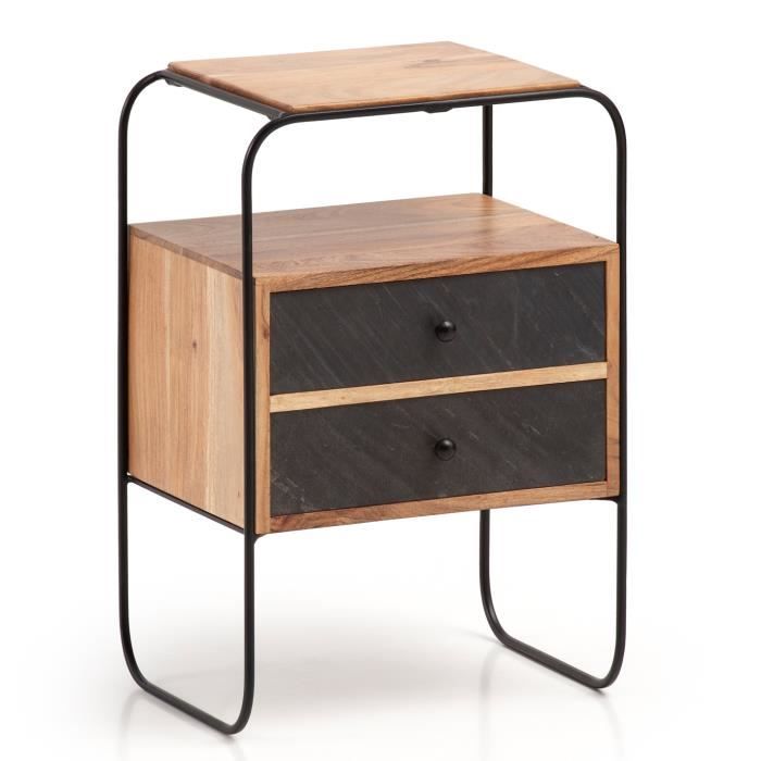 Table de Chevet - FINEBUY - Bois Massif Marron - Hauteur 60 cm - Design Contemporain Table de Chevet - FINEBUY - Bois Massif Marron - Hauteur 60 cm - Design Contemporain