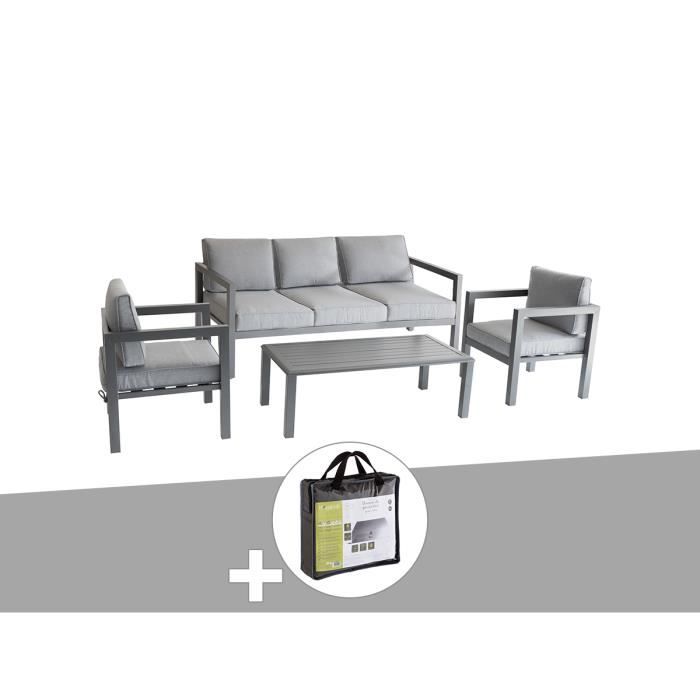 Salon De Jardin 5 Places Azua Graphite Avec Housse De Protection