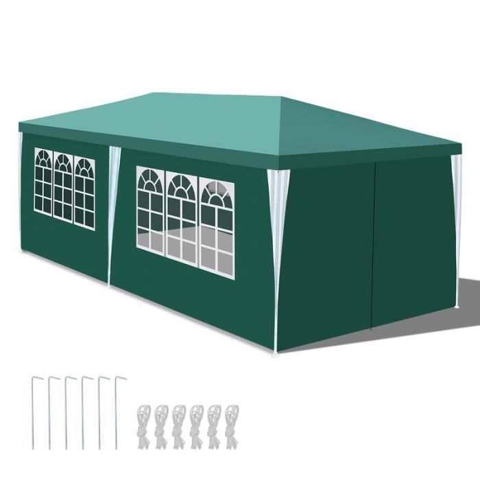 Izrielar Tente de jardin avec parois latérales fenêtres Tente Fête pavillon réception portable 3*6M Vert TENTE DE DOUCHE