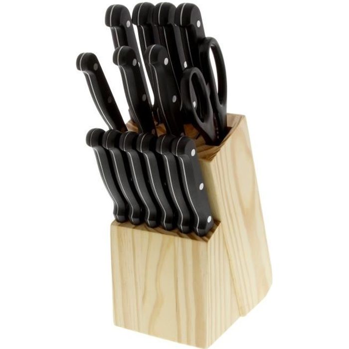 PRADEL EXCELLENCE Bloc en bois 17 pièces MACAO noir, gris et beige