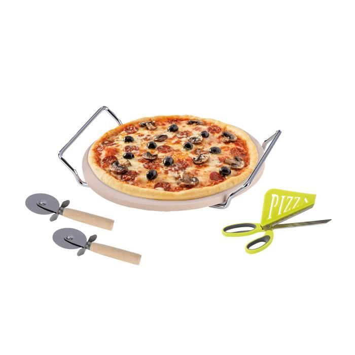 Pizza Lover Kit Complet 4 En 1 Pierres à Pizza Avec Pelle Perforée, Ciseaux Et Livre De Recettes