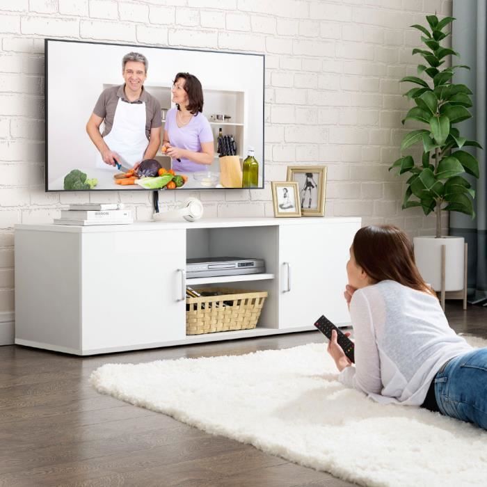 Meuble Tv 120x40x40cm Style Contemporain Pour Salon Chambre A Coucher Blanc Achat Vente Meuble Tv Meuble Tv Moderne Blanc Soldes Sur Cdiscount Des Le 20 Janvier Cdiscount