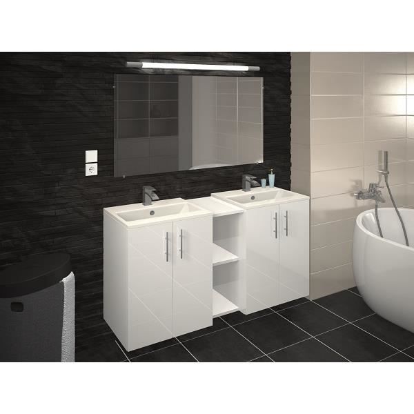 Meuble De Salle De Bain Lima 120 Cm Blanc Laque Lynco Achat