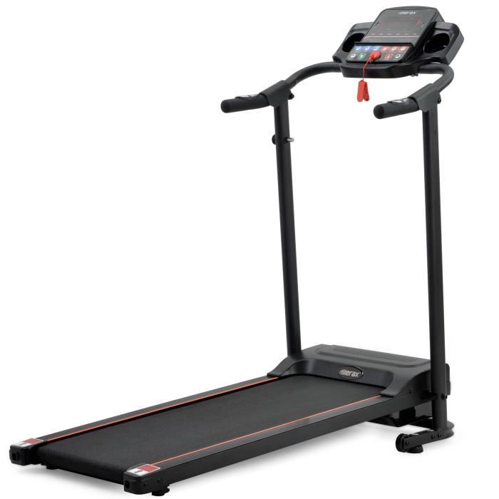 Tapis de Course Pliable, Motorisé 12 KM / H, Ecran LCD, 12 Programmes, Moteur 1.5 CV, AUX, USB, 2 Porte-bouteille, Noir
