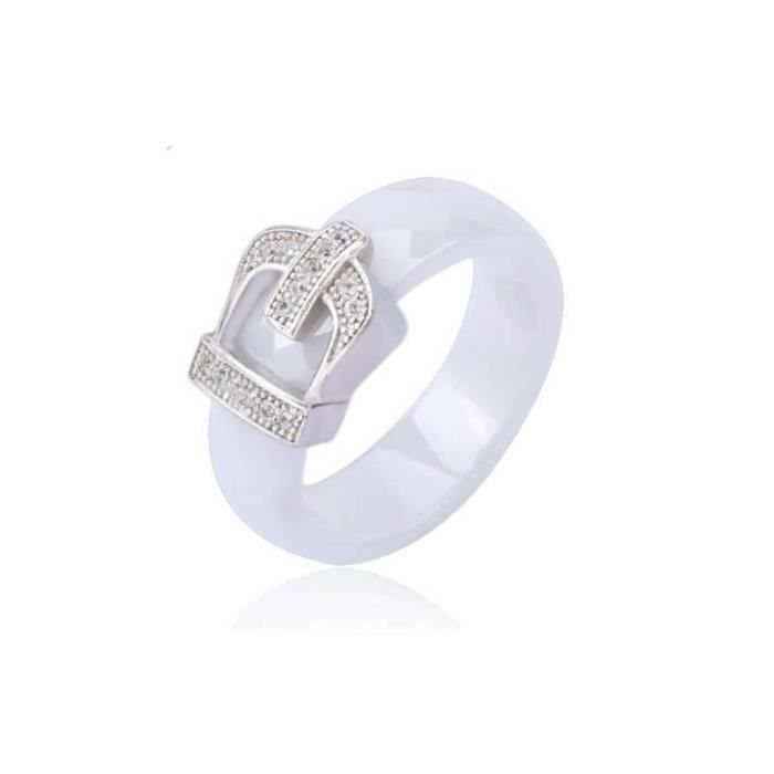 Bague Céramique Femme Joievievie - Zirconium Brillant - Alliance Puzzle - 4 Couleurs - Cadeau Élégant