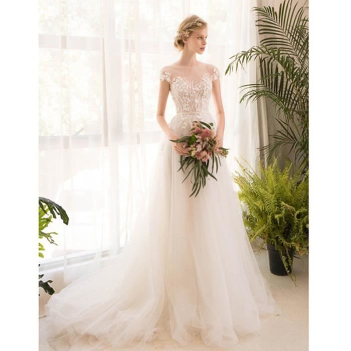 Longue Robe De Mariée En Dentelle à Manches Mi Longues 2018
