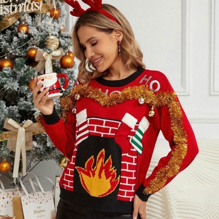Pull de 2025 noel femme rouge