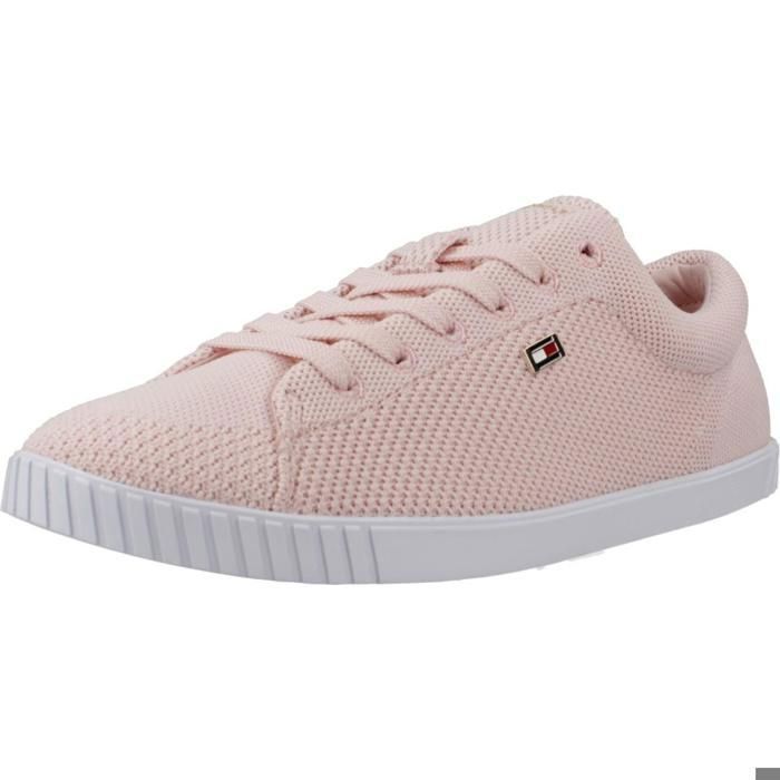 Tommy Hilfiger Sport > Zapatillas Mujer Modèle Chaussure Tommy Hilfiger Modèle Flag Lace Up Sneaker Kni - Coleur Rose