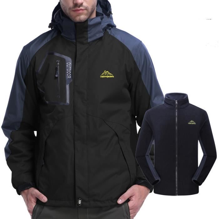 Parka Homme de Marque Imperm able Hiver 3en1 Doubl Polaire Chaude