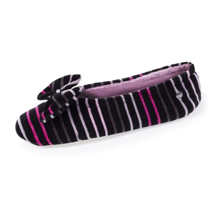 Isotoner Chaussons Mules Fille Rayures