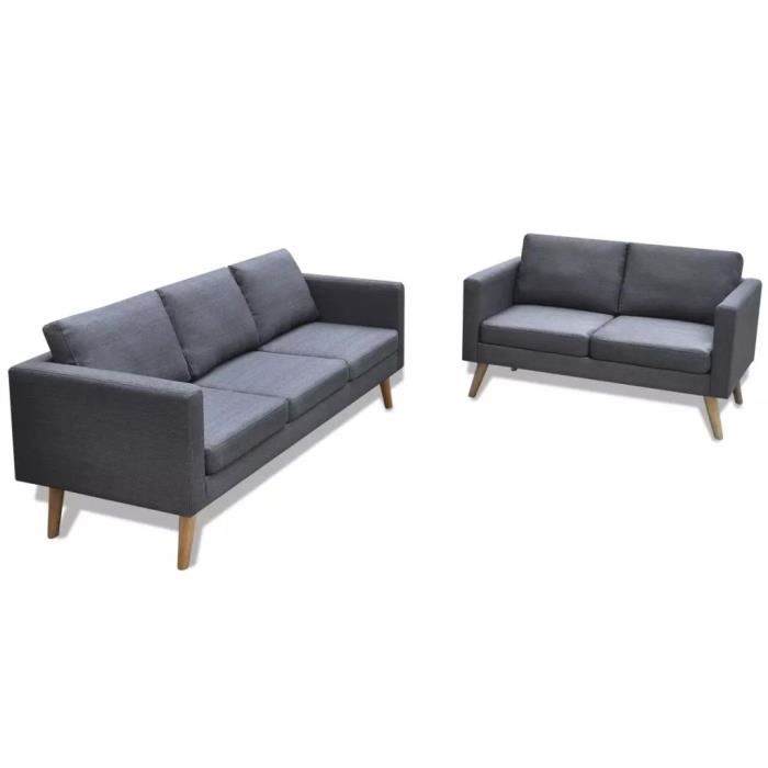 jeu de canapé à 2 places et à 3 places tissu gris foncé canapé confortable sofa canapé droit fixe canapé contemporain scandinave