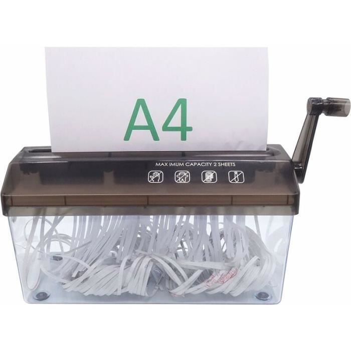 Déchiqueteuse pour Papier A4 Destructeur de Documents Manuel pour Bureau école Maison Portable Shredder