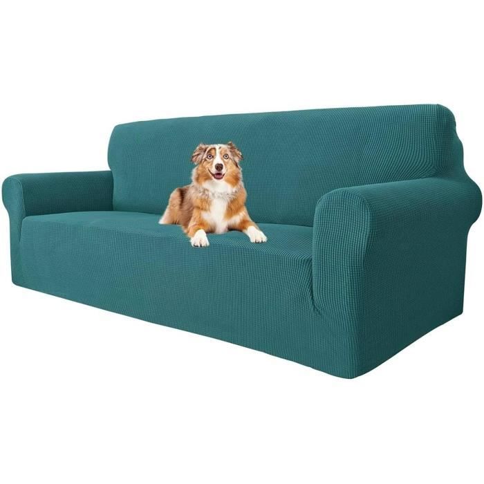 Housse De Canapé Extensible 3 Places Jacquard Vert - 190 à 230 Cm - Neuve