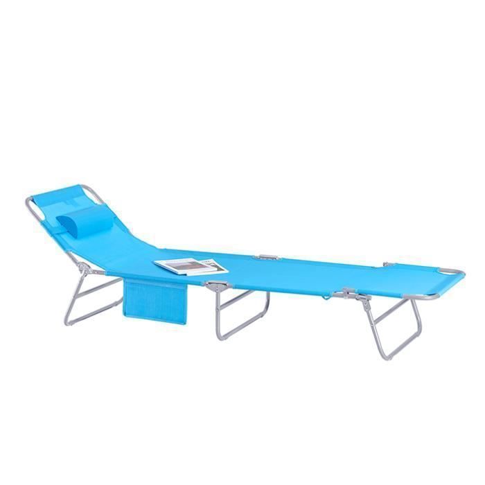 SoBuy OGS35-B Chaise Longue Bain de soleil Transat de Jardin Pliant Chaise de Camping inclinable pliable et réglable –Bleu