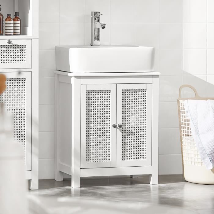 SoBuy BZR35-W Meuble sous-Lavabo sous-Vasque à 2 étages et 2 Portes de Salle  de Bain - 50 x 33 x 60cm - Cdiscount Maison