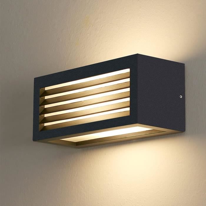 HLFVLITE Applique Murale Extérieure Verre & Aluminium – Lanterne IP44 Gris Anthracite 60W E27 Pour Porche, Patio, Garage