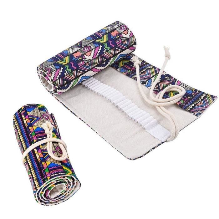 Trousse Scolaire Rouleau de Crayon en cuir Multi-fonctions Porte-crayon Sac /à stylos Pochette de Maquillage Portable Grande capacit/é Cr/éatif pour /école bureau /étudiant voyage
