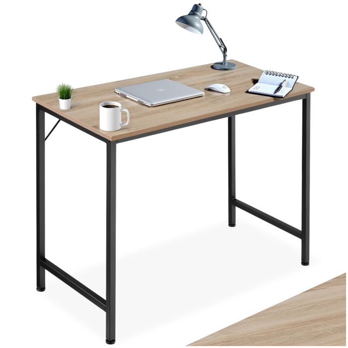 Bureau - TECTAKE - Table de bureau JENKINS en bois et acier au style industriel 80 x 50 x 755 cm - Bois clair