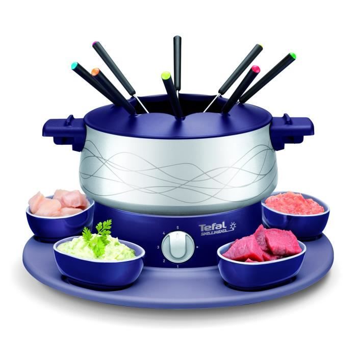 TEFAL Appareil à fondue, Jusqu'à 10 personnes, Plateau rotatif avec ramequin, Revêtement antiadhésif, Simply Invents EF351412