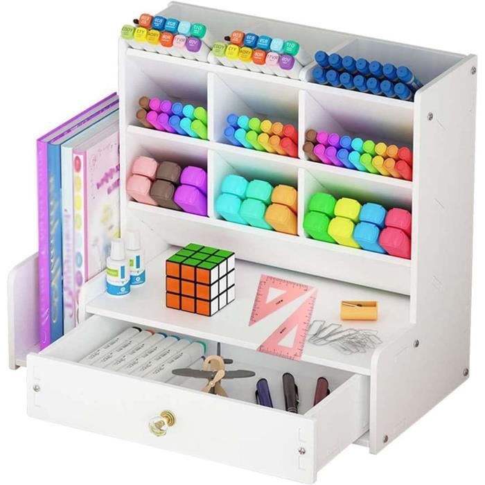 Organisateur De Bureau Tournant 360° KLEHOPE - Porte-crayons En Métal Avec 7 Compartiments Et Tapis Antidérapant - 4