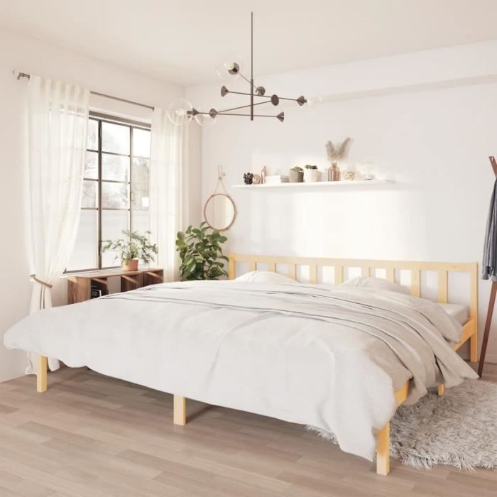 9202BEL-ACHAT* Lit Adulte Double en Bois - Cadre de lit Bois de pin massif avec sommier 180x200 cm Super King POIDS)0062