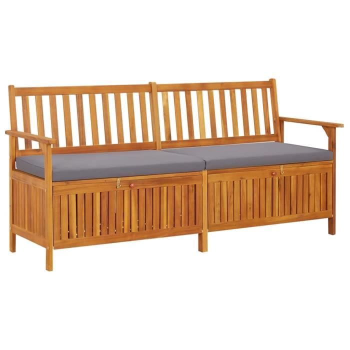 Vidaxl Banc de rangement avec coussin 170 cm Bois dacacia solide 316741 - vue 1