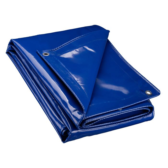 Wiltec Bâche Camion 5x 7m Grise Polyester Revêtement PVC Œillets inox 650 g/ m²