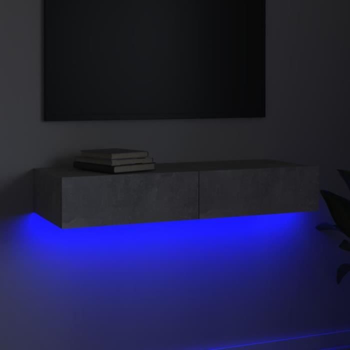 Mobile TV Sospeso Con Luci LED RGB | Rovere Sonoma 60x35x15,5 Cm Con Cassetto