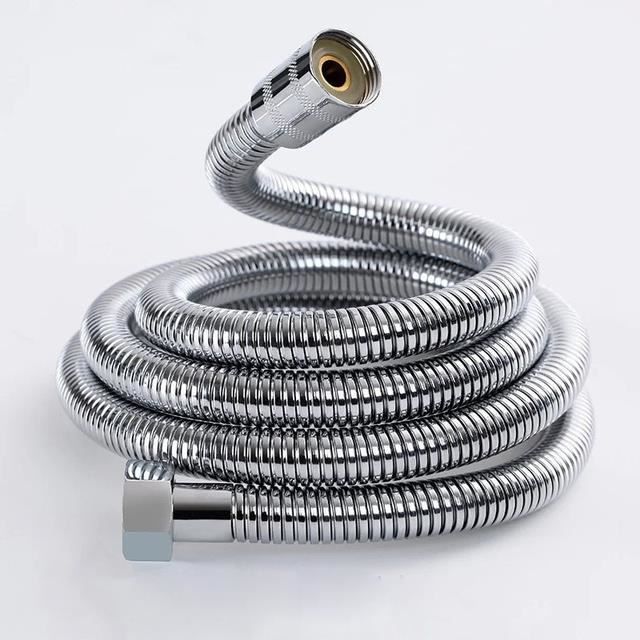 FLEXIBLE DE DOUCHE DOUBLE AGRAFAGE EN INOX CHROME - LONGUEUR 145 cm
