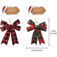 12 pièces Nœuds de Noël décorations d'arcs de Sapin de Noël Nœuds à Carreaux de Noël Décoratifs de Fêtes pour la décoration de Noël -1