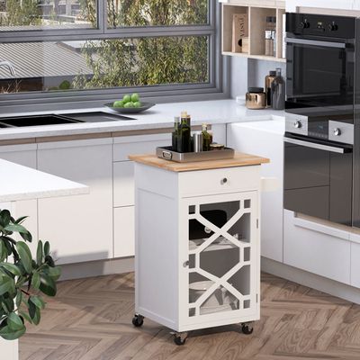 Chariot De Cuisine HOMCOM Avec Roulettes - Desserte Rangement Tiroir Porte-Serviettes