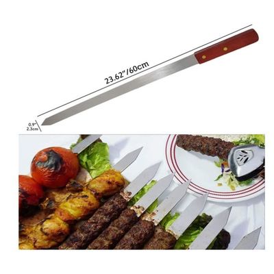 Lot De 10 Brochettes En Acier Inoxydable Pour BBQ | 38 Cm | Réutilisables & Stables | Barbecue, Jardin, Camping