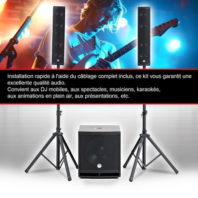 Pack Sono DJ BM Bmsonic 2700W - 2 Enceintes 15" + 1 Caisson 18" + Pieds + Jeu De Lumières