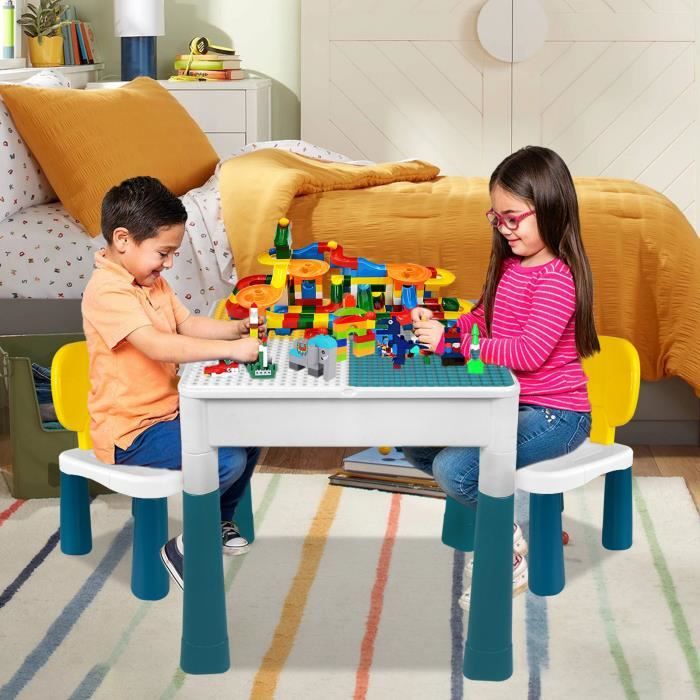 Ensemble de table et chaise en plastique pour enfants, meubles de jeu,  intérieur, extérieur, rouge, 3