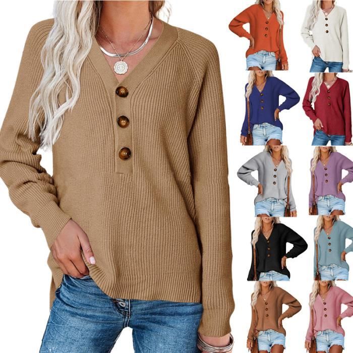 Pull Femme Col V Grande Taille, Pull Leger D Automne Femme