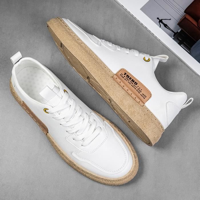 BASKET Homme Baskets couleur unie quatre saisons blanc HB
