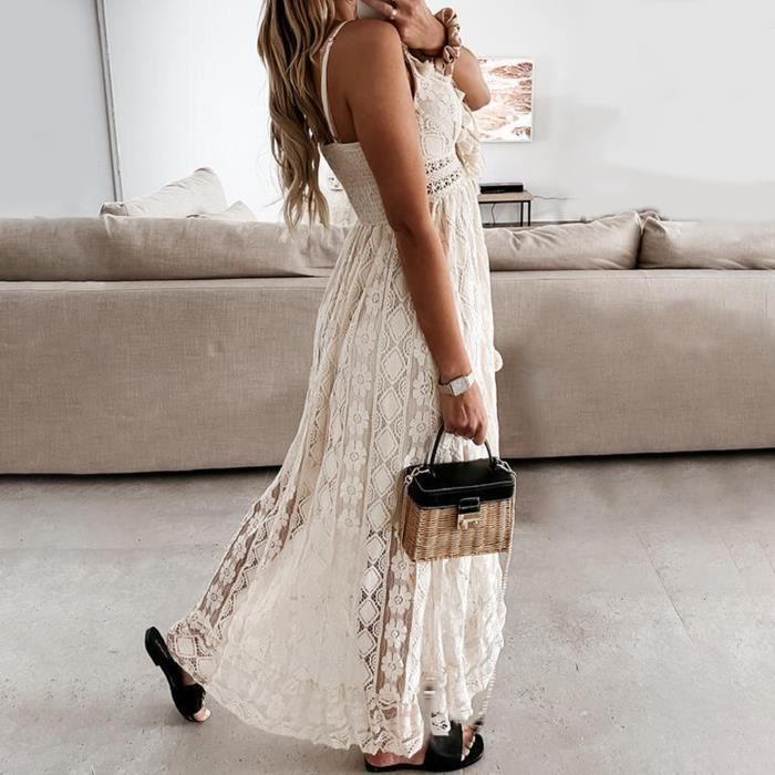 Robe dentelle online beige