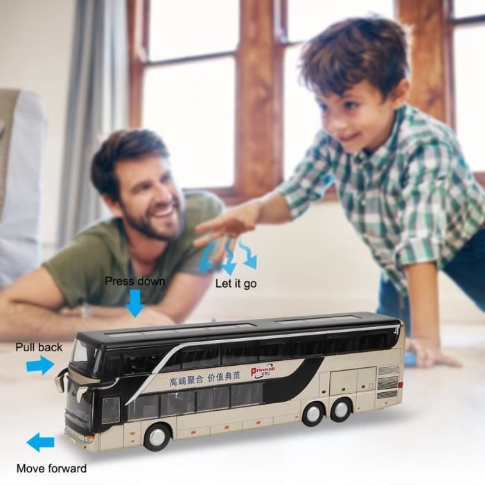 Bus à étage En Alliage – Modèle électrique Avec Lumière Et Musique – Roue Pull-back – Cadeau Enfant 3+
