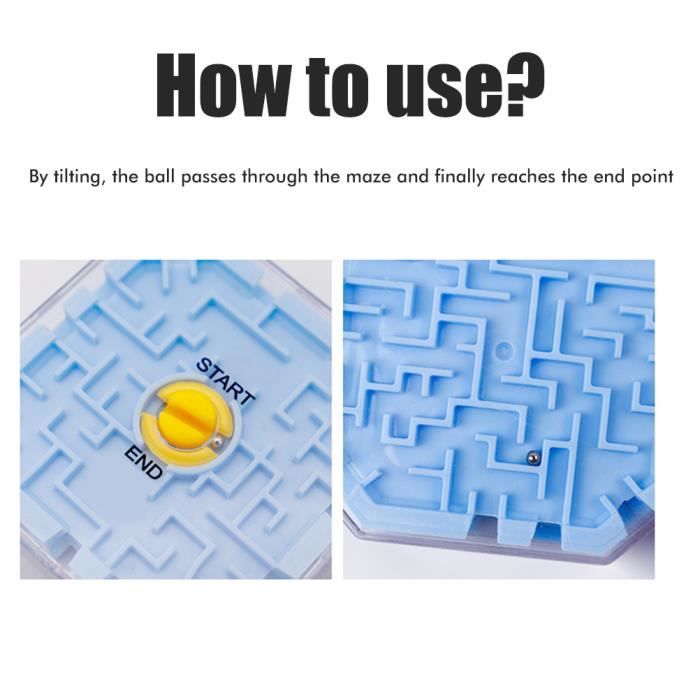Cube Labyrinthe 3D Avec 5 Billes D'acier – Casse-tête ABS 8,5 Cm, Bords Lisses, Pour Enfant Dès 6 Ans – Jeu De Logique Et De Patience