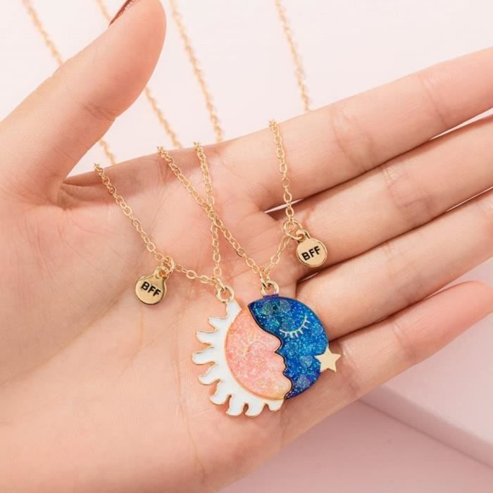 Collier Cœur Avocat Aimanté - Lot De 2 BFF - Cadeau Amitié Fille - Pendentif Best Friend