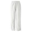 Pantalon femme Sasaquoy Pantalon à cordon de serrage en lin et coton, pantalon droit stretch de couleur unie Blanc-2