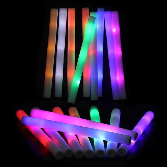 10pcs - Stick brillant - Bâtons lumineux en mousse pour mariage, lumière  LED, bâtons clignotants colorés, fou