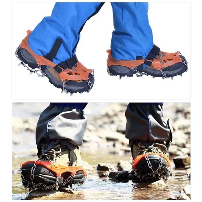 Crampons Antidérapants Pour Chaussures - 2 Paires, Taille L (41-46), 8 Pointes En Acier Inox 304, Résistant Jusqu'à -45°C