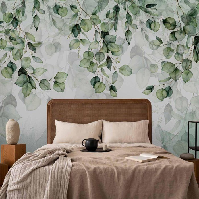 Papier peint panoramique Feuilles de plantes nature 350x256 cm ...
